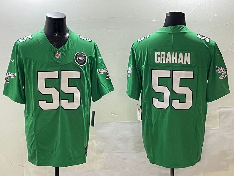 Men Philadelphia Eagles #55 Graham Green three generations 2025 Nike Vapor Limited NFL Jersey style 3